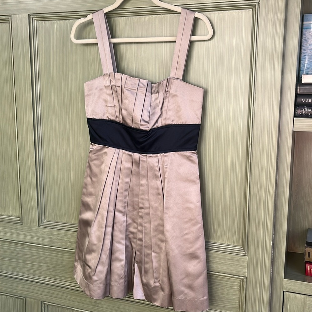 Khaki/Navy Silk Cocktail Dress